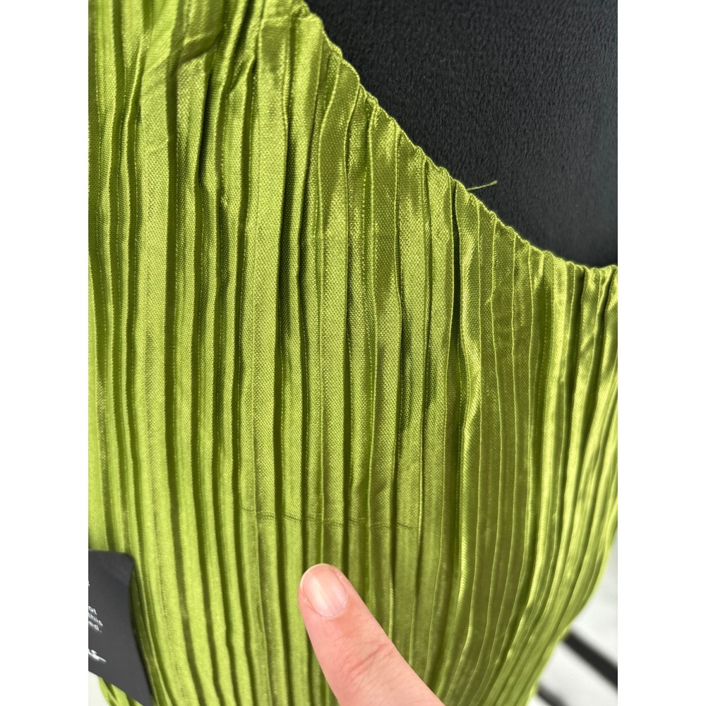 Lulus Gwenny Lime Green Plisse Halter Neck Maxi Dress Glam Evening Formal Size M - Picture 8 of 13